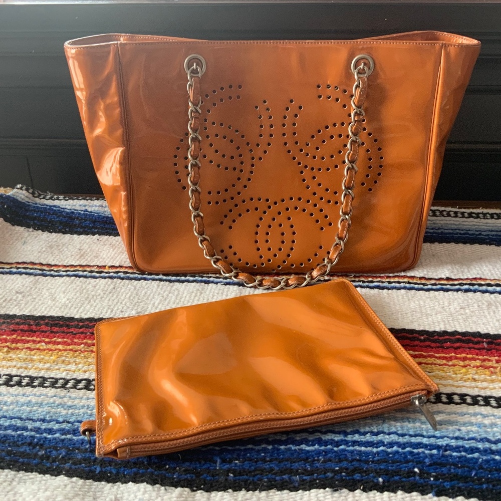 Vintage Chanel CC Triple Punch Chain Purse with Accessory Bag